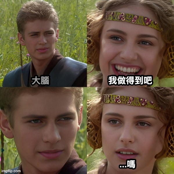 Anakin 與 Padmé 迷因：大腦／我做得到吧／…嗎